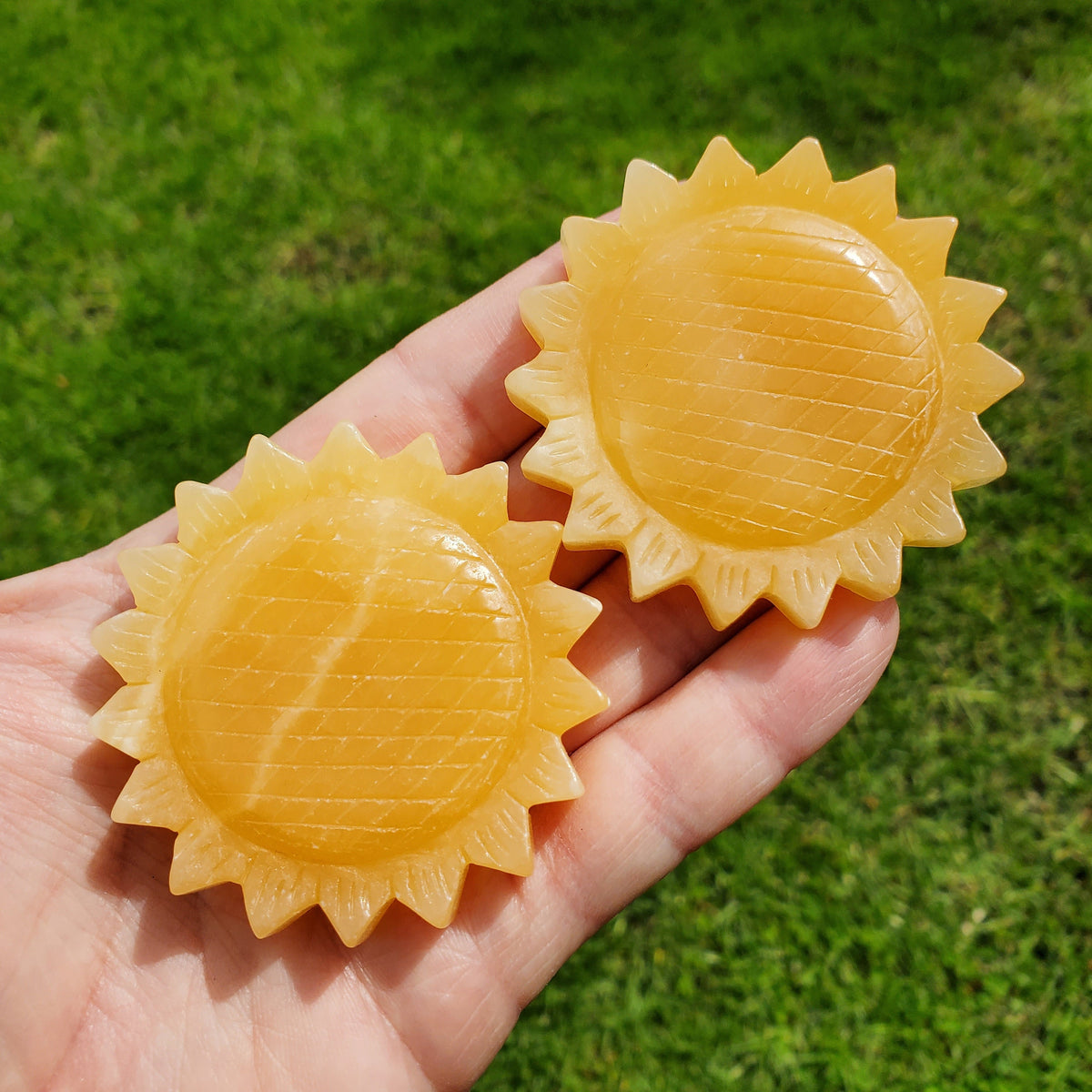 Orange Calcite Sunflower - Confidence, Self-Esteem, Creative & Sexual Energy, Power of the Sun - Calcite Crystal Sunflower Healing Gemstone