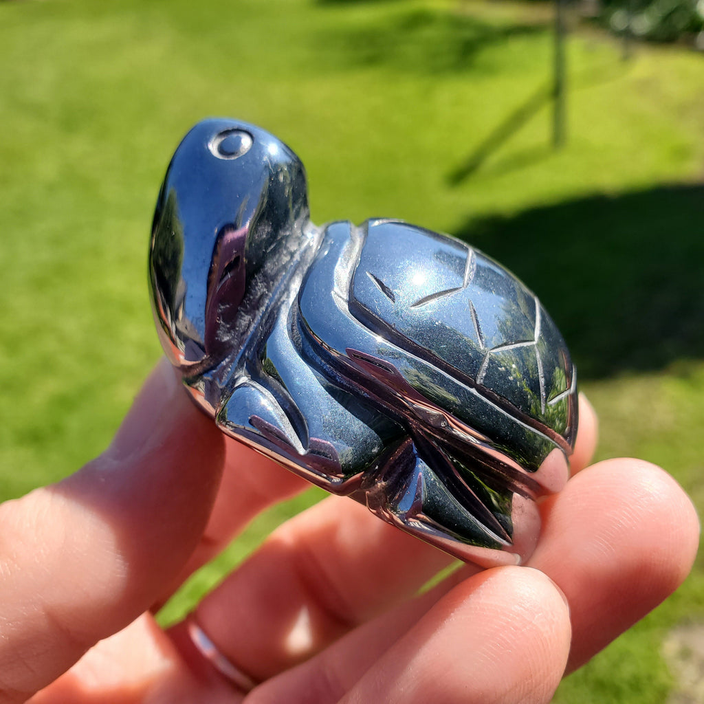 Terahertz Turtle - Creativity, Helps Clear Your Mind, Energizes Inner Body, Promotes Blood Flow - Silver Crystal Turtle Healing Gemstone