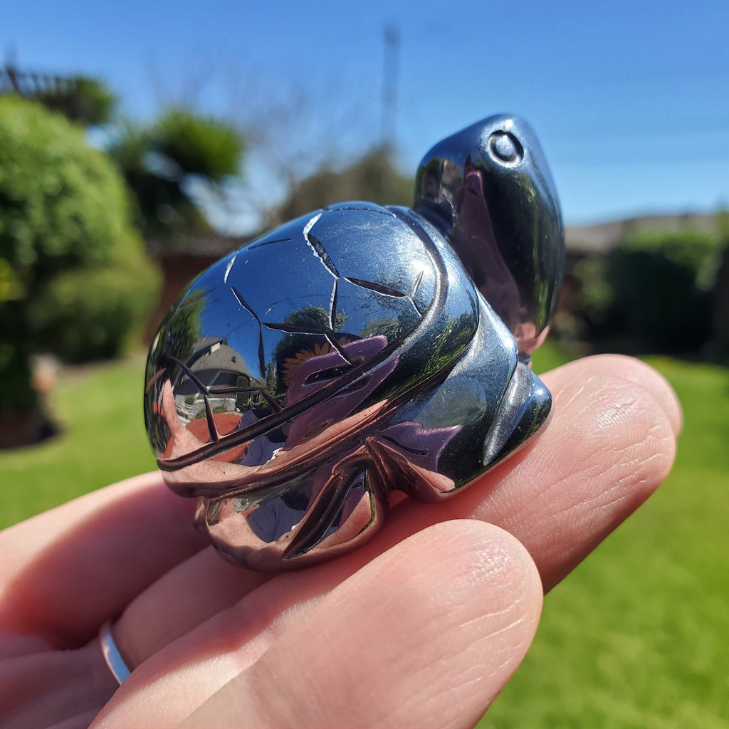 Terahertz Turtle - Creativity, Helps Clear Your Mind, Energizes Inner Body, Promotes Blood Flow - Silver Crystal Turtle Healing Gemstone