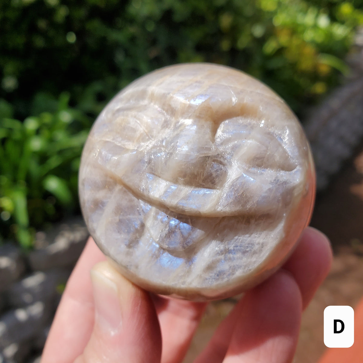 Flashy Moonstone Moon Face Sphere - Uplifting, Raises Vibration, Feminine Energy, Empowering - Flashy Crystal Ball Healing Gemstone