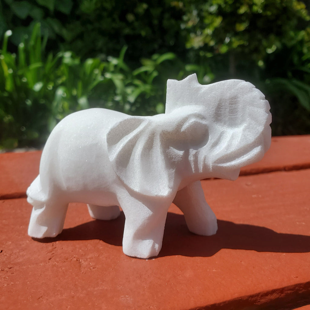 Chunky White Jade Elephant - Brings in Joy, Peace, Calm & Love Energy - White Elephant Stone Carving Healing Gemstones