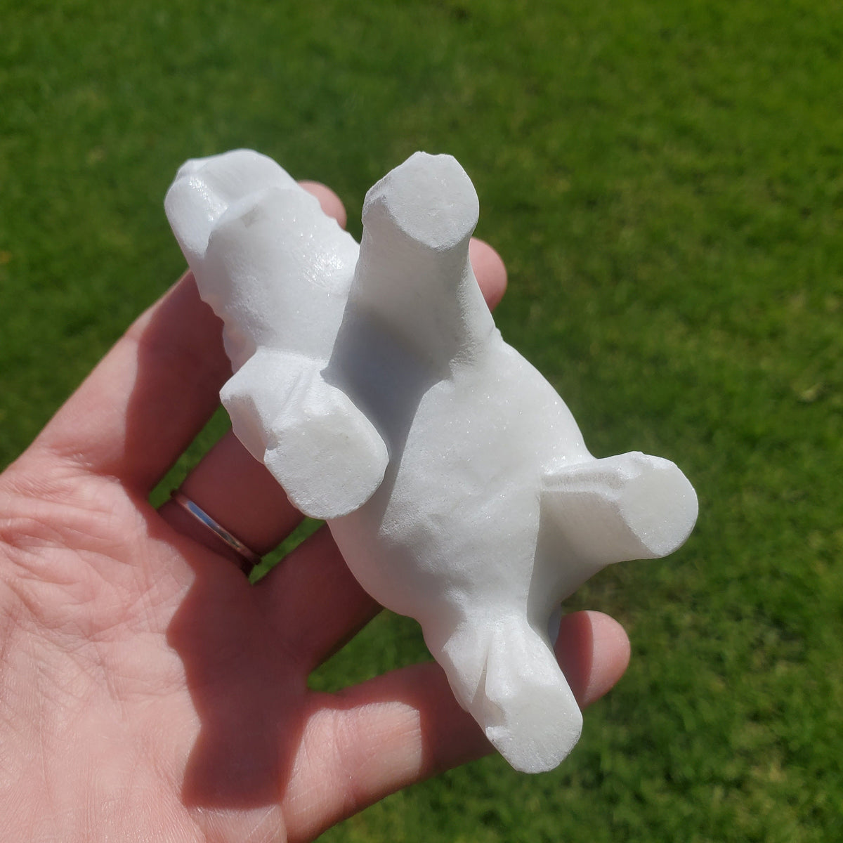 Chunky White Jade Elephant - Brings in Joy, Peace, Calm & Love Energy - White Elephant Stone Carving Healing Gemstones