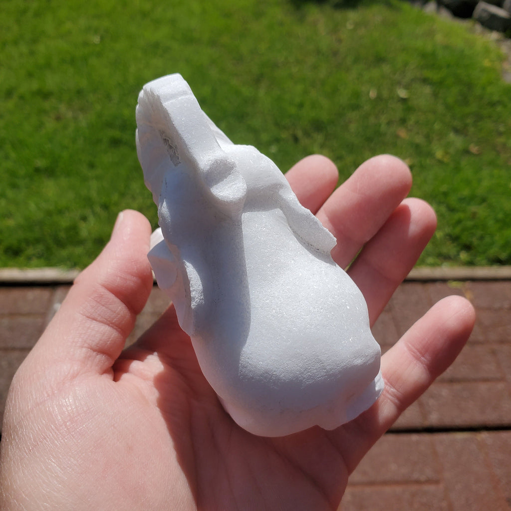 Chunky White Jade Elephant - Brings in Joy, Peace, Calm & Love Energy - White Elephant Stone Carving Healing Gemstones