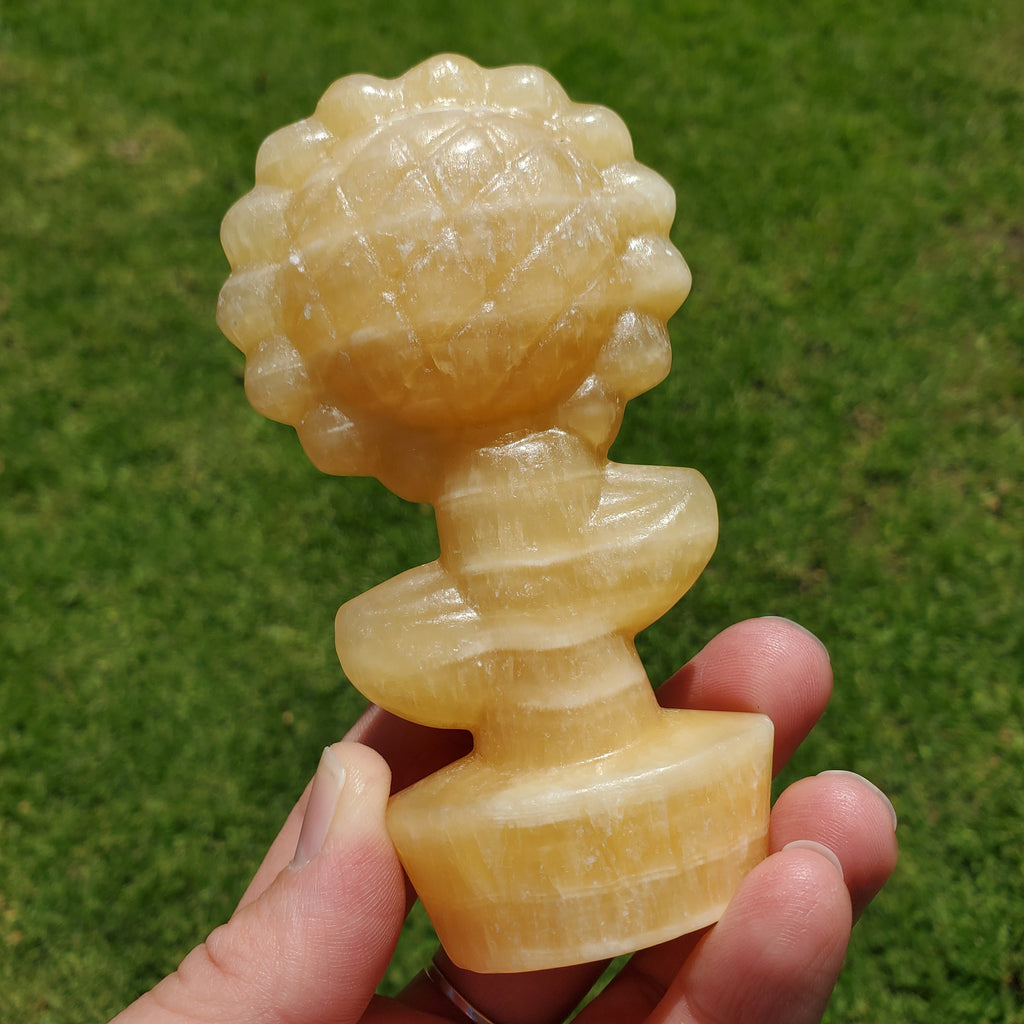 Big Chunky Orange Calcite Standing Sunflower - Confidence, Self-Esteem, Creative & Sexual Energy - 4.5" Crystal Sunflower Healing Gemstones