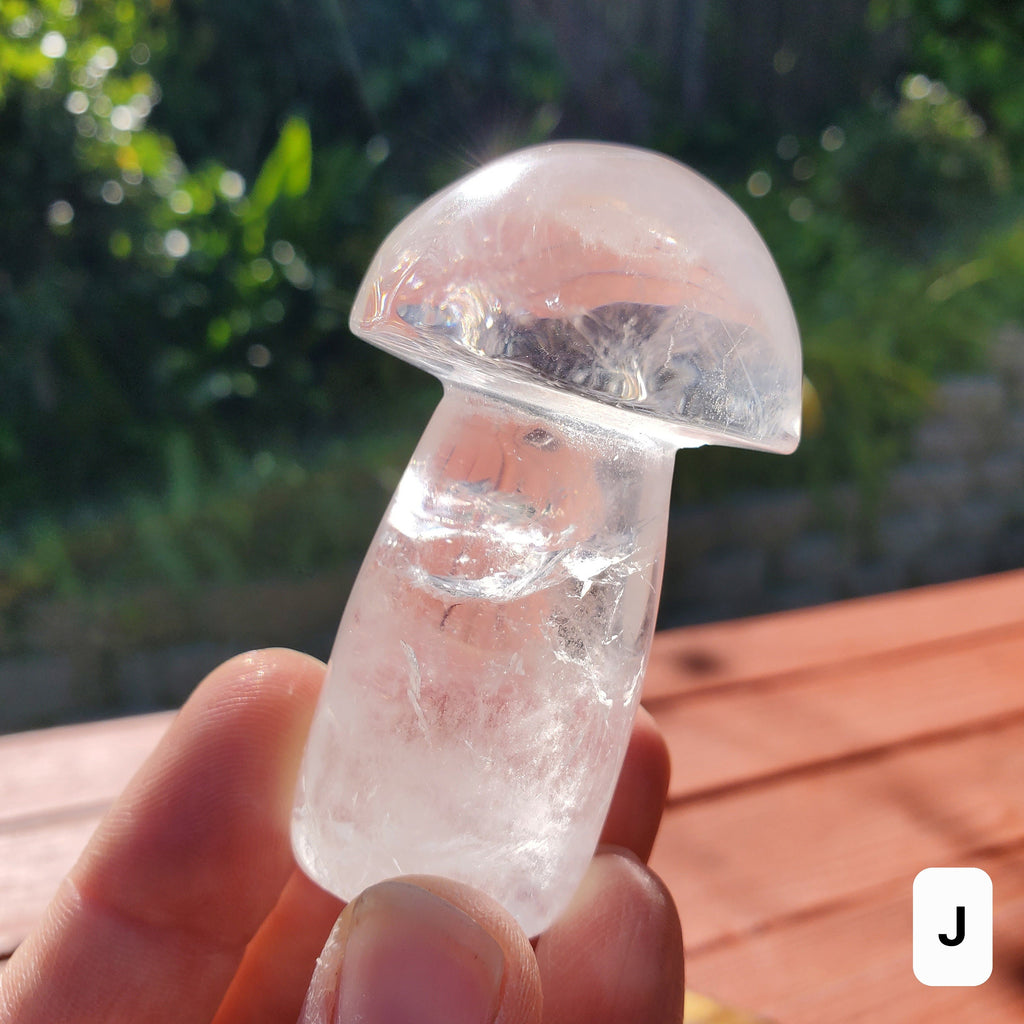 Chunky Quartz Mushroom - Counteracts the Negative, Energizes Positive Energy, Cleanses Your Aura - Clear Quartz Crystal Mushie Stone