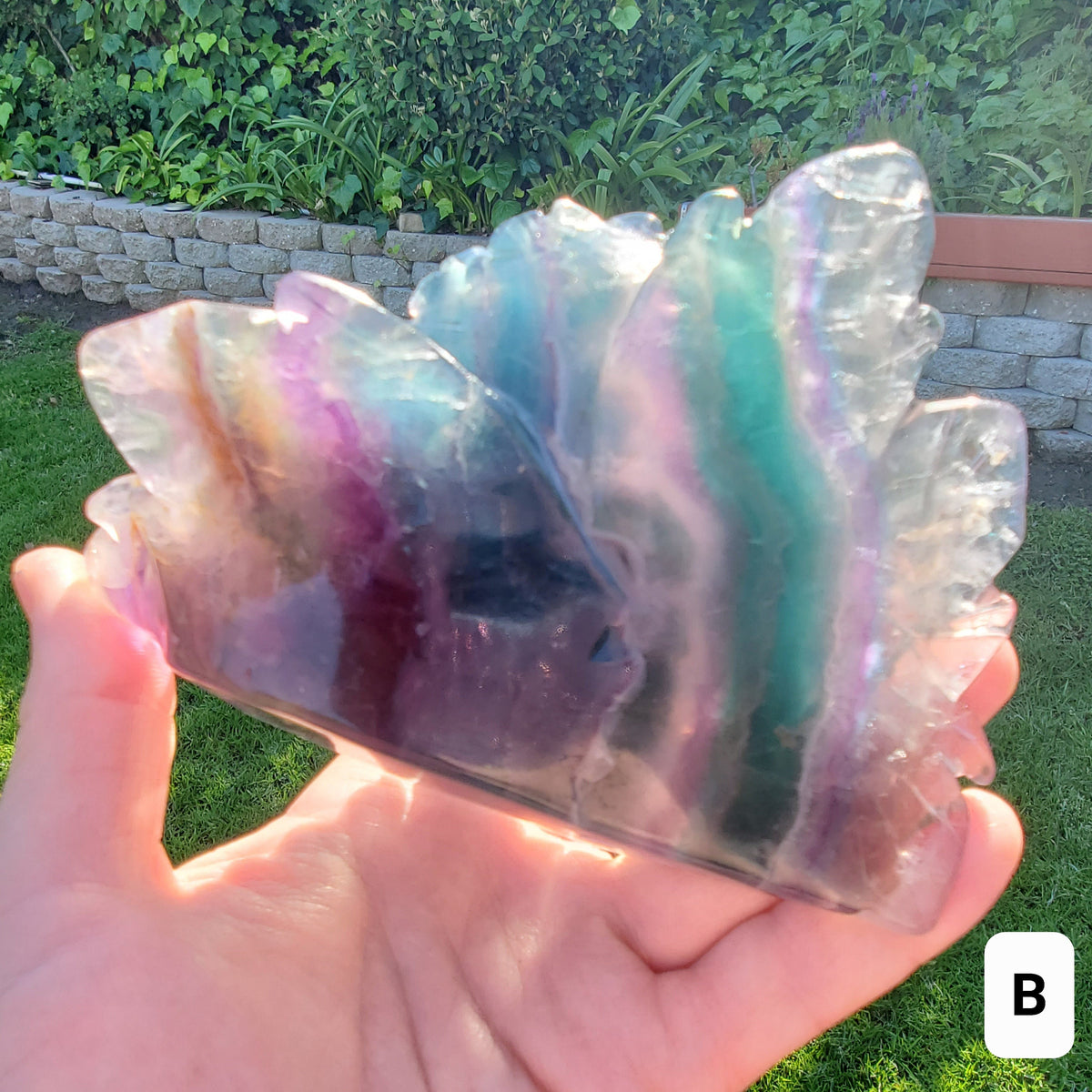 Big Rainbow Fluorite Standing Flower - Mental Clarity, Stability, Concentration, Protection - Fluorite Healing Crystals Gemstones