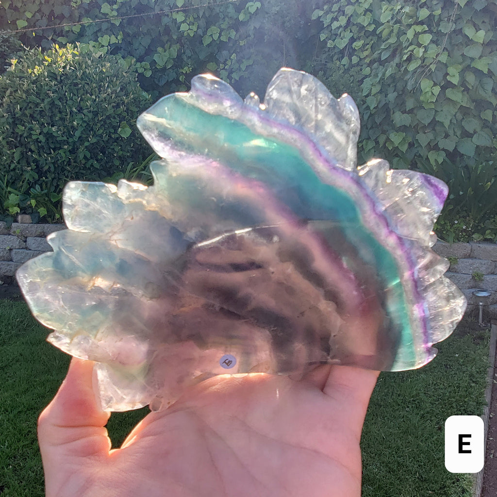 Big Rainbow Fluorite Standing Flower - Mental Clarity, Stability, Concentration, Protection - Fluorite Healing Crystals Gemstones