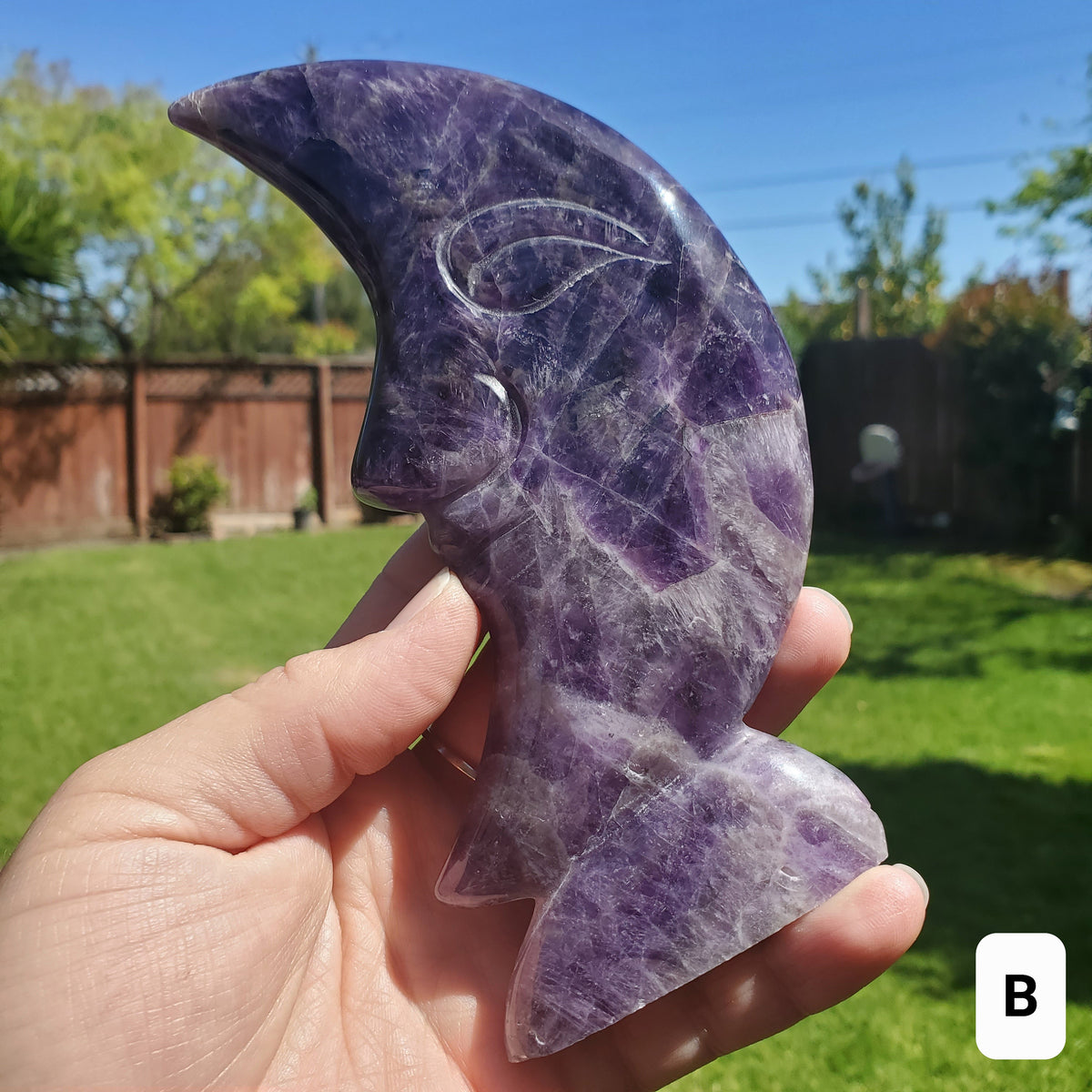 Standing Dream Amethyst Crescent Moon - Calming, Energetic Protection, Positivity, Divine Love - Purple Amethyst Moon Crystal Statement