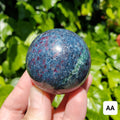 Glowing Ruby Kyanite Sphere - UV light included - Focus, Positivity, Balance Emotions - Ruby in Kyanite Crystal Ball Stone Healing Crystal