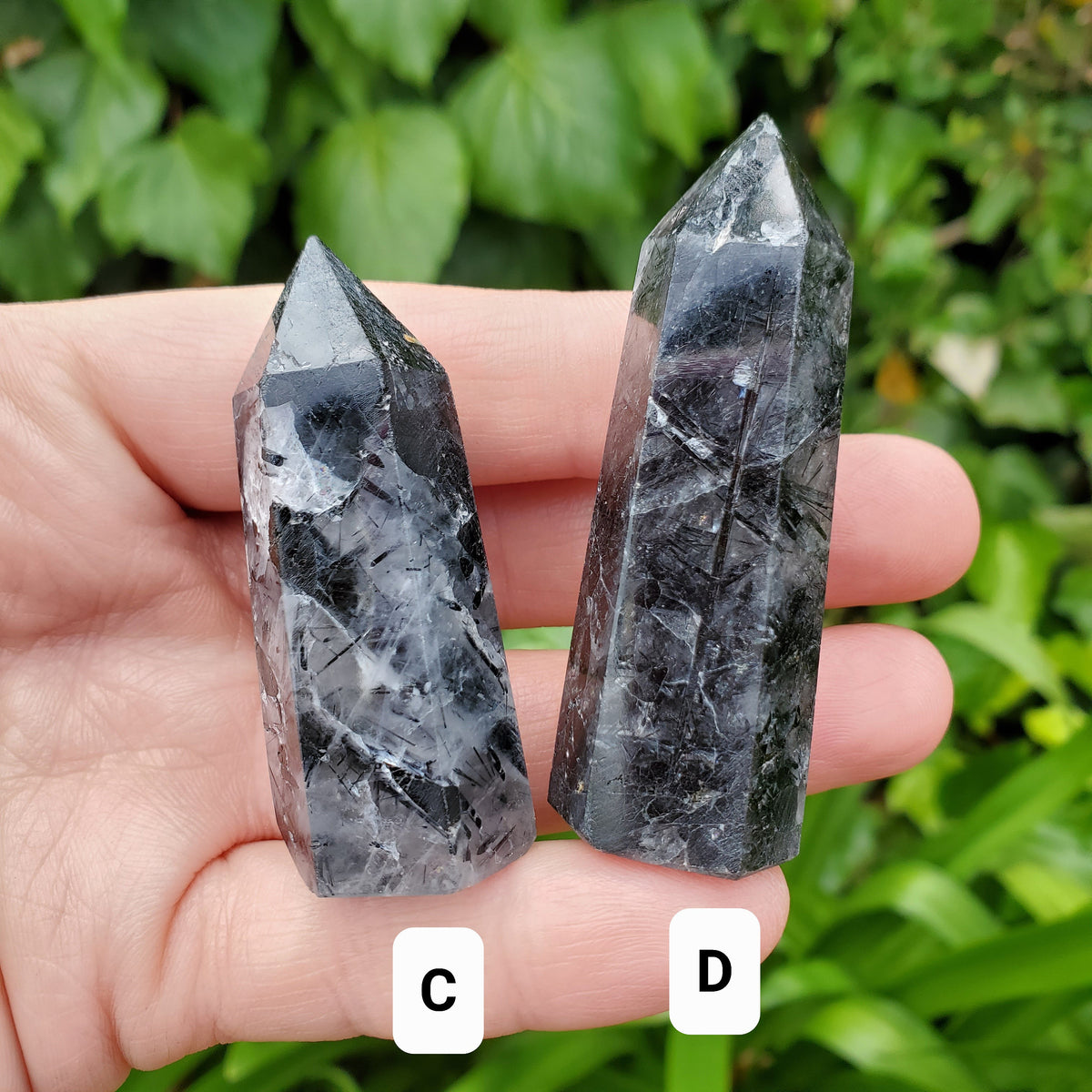 Tourmaline in Quartz Towers - Magnification, Clarity, EMF Protection - Tourmalinated Quartz Crystal Point Healing Gemstones