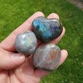 Flashy Labradorite Hearts Trio - Awareness, Connection, Intuition, Wisdom - Labradorite Healing Crystal Lab Heart Set