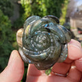 Flashy Labradorite Flower - Awareness, Connection, Intuition - Crystal Rose Carving Healing Crystal Gemstone