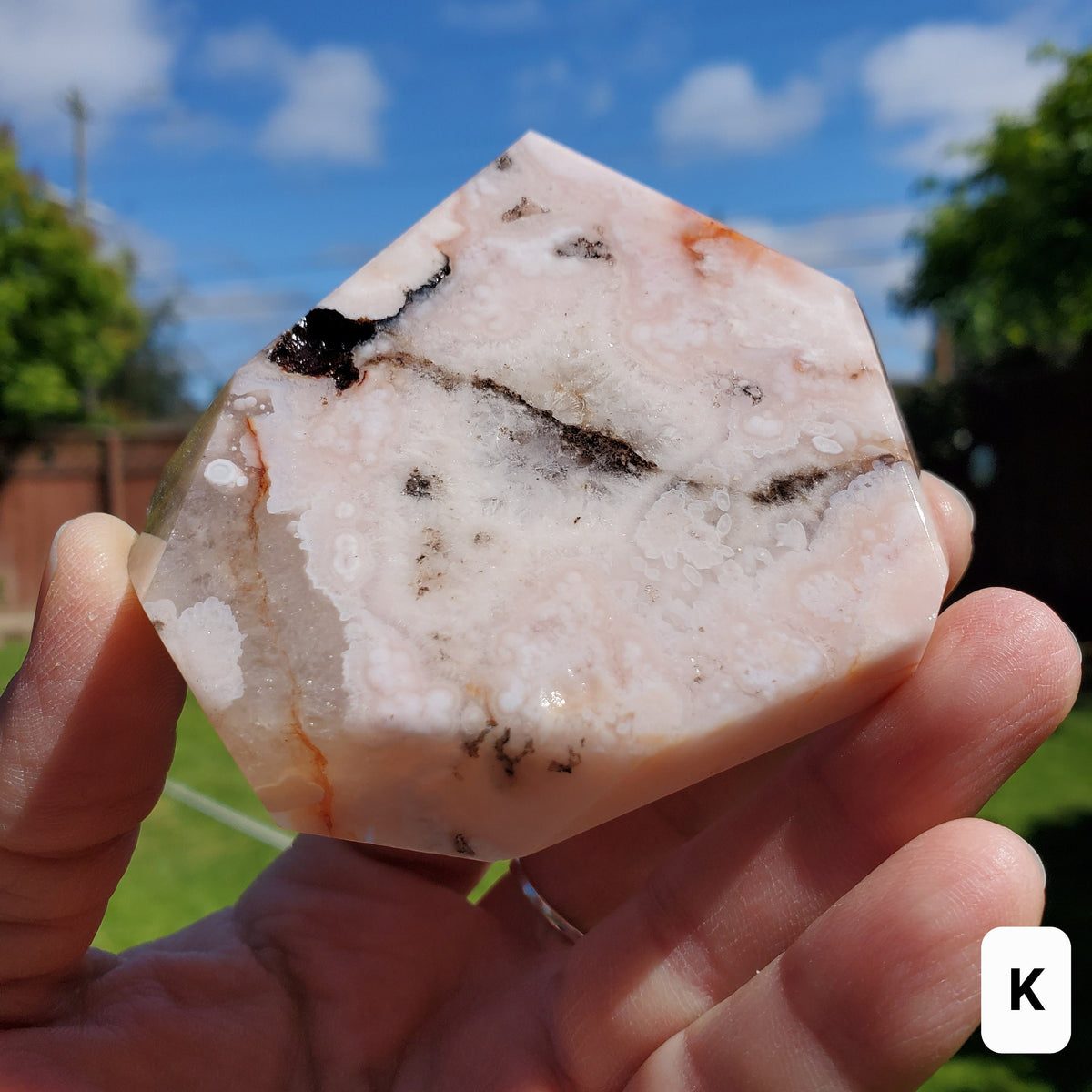 Carnelian Flower Agate Freeform - Confidence, Self Improvement, Spiritual Healing, Manifestation - Pink Agate Carnelian Crystal Plate
