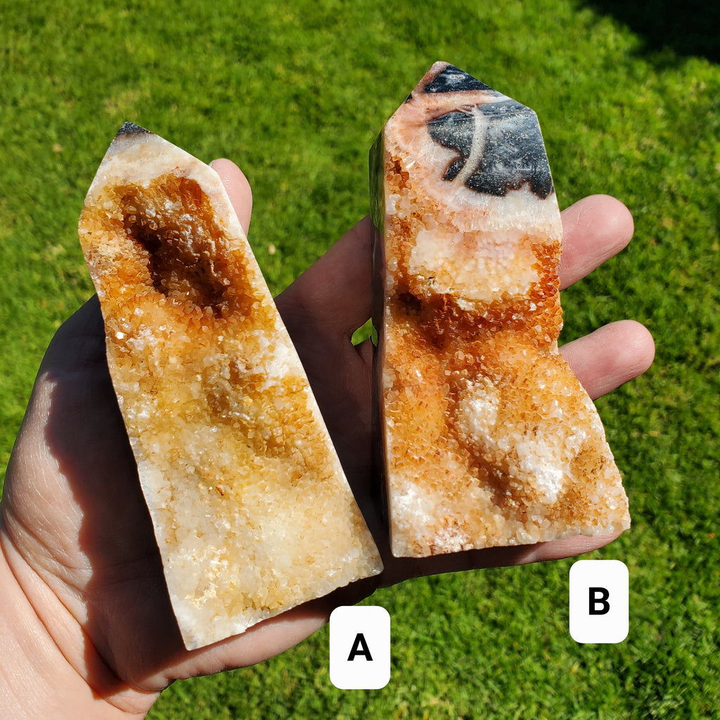 Sphalerite Druzy Tower - Protection, Grounding, Energy, Strength, Confidence - Pink Druzy Crystal Point Healing Gemstone