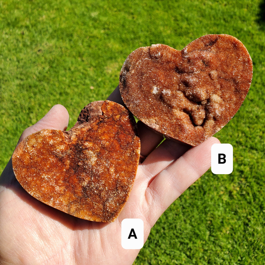 Sphalerite Druzy Heart - Protection, Grounding, Energy, Strength, Confidence - Pink Druzy Crystal Heart Healing Gemstone