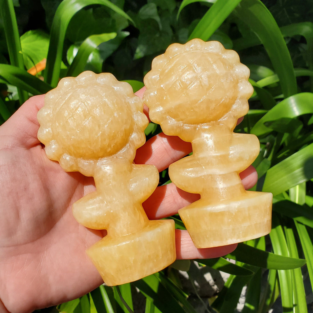 Big Chunky Orange Calcite Standing Sunflower - Confidence, Self-Esteem, Creative & Sexual Energy - 4.5" Crystal Sunflower Healing Gemstones
