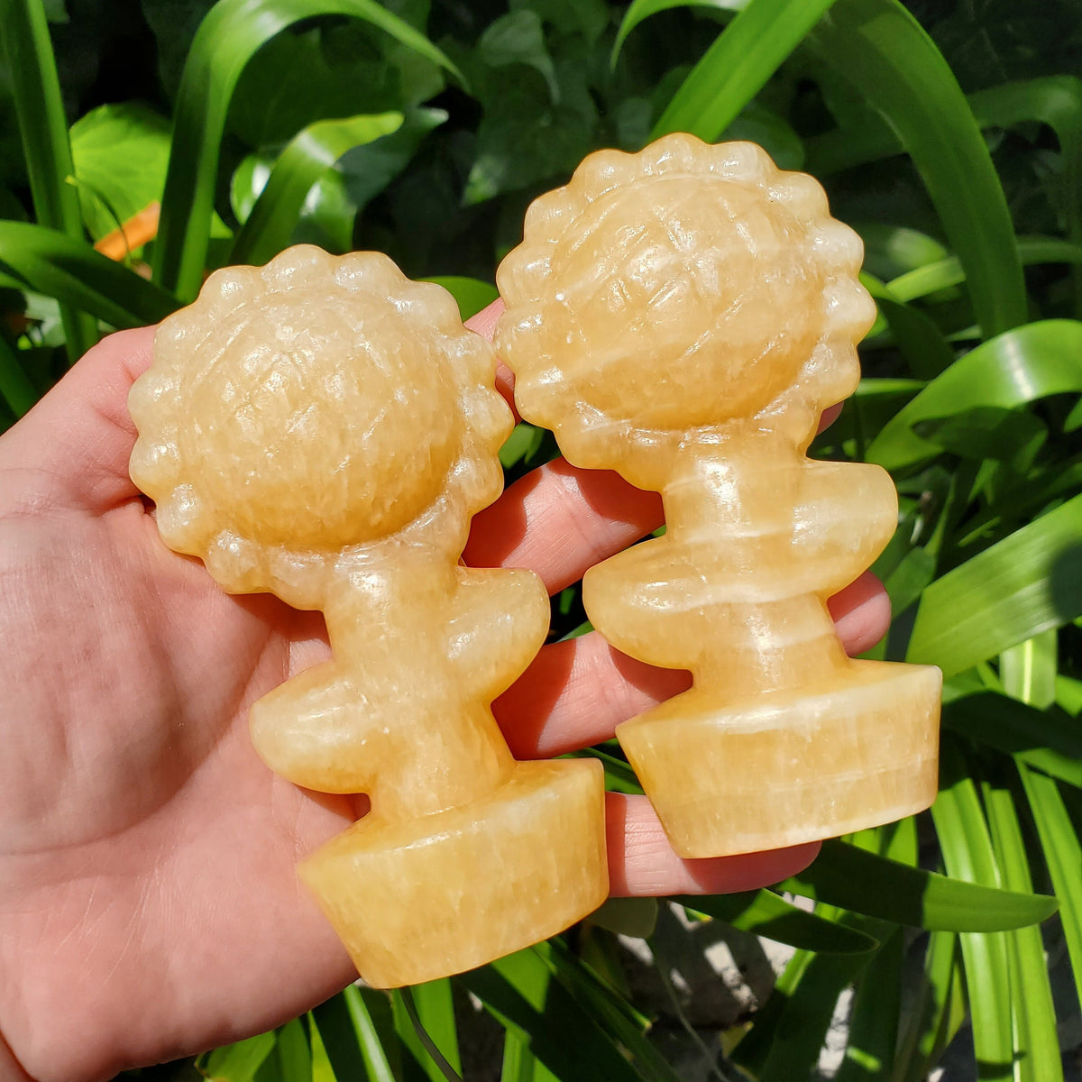 Big Chunky Orange Calcite Standing Sunflower - Confidence, Self-Esteem, Creative & Sexual Energy - 4.5" Crystal Sunflower Healing Gemstones
