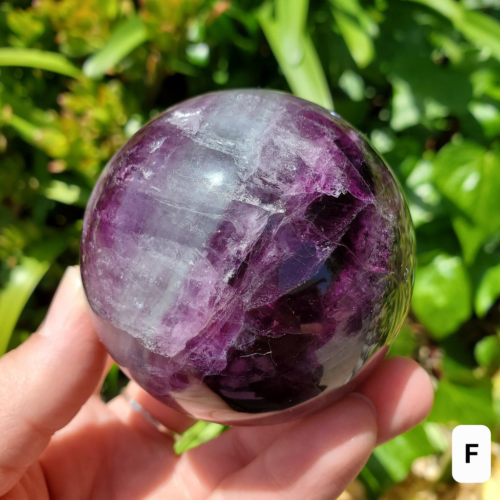 Flashy Rainbow Fluorite Spheres - Stability, Concentration, Protection - Fluorite Healing Balancing Crystals Gemstones Crystal Ball