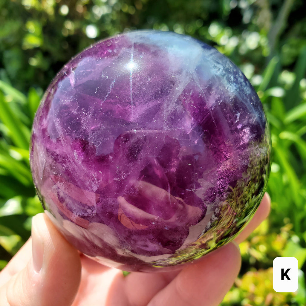 Flashy Rainbow Fluorite Spheres - Stability, Concentration, Protection - Fluorite Healing Balancing Crystals Gemstones Crystal Ball