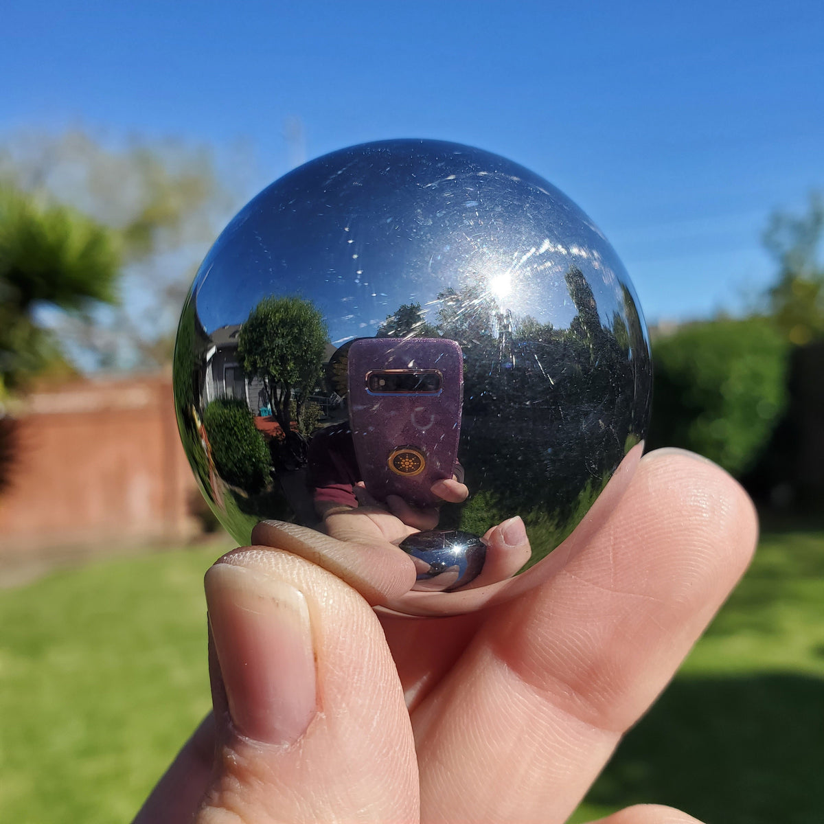 Terahertz Sphere - Creativity, Helps Clear Your Mind, Energizes Inner Body, Promotes Bloodflow - Silver Crystal Ball Healing Gemstones