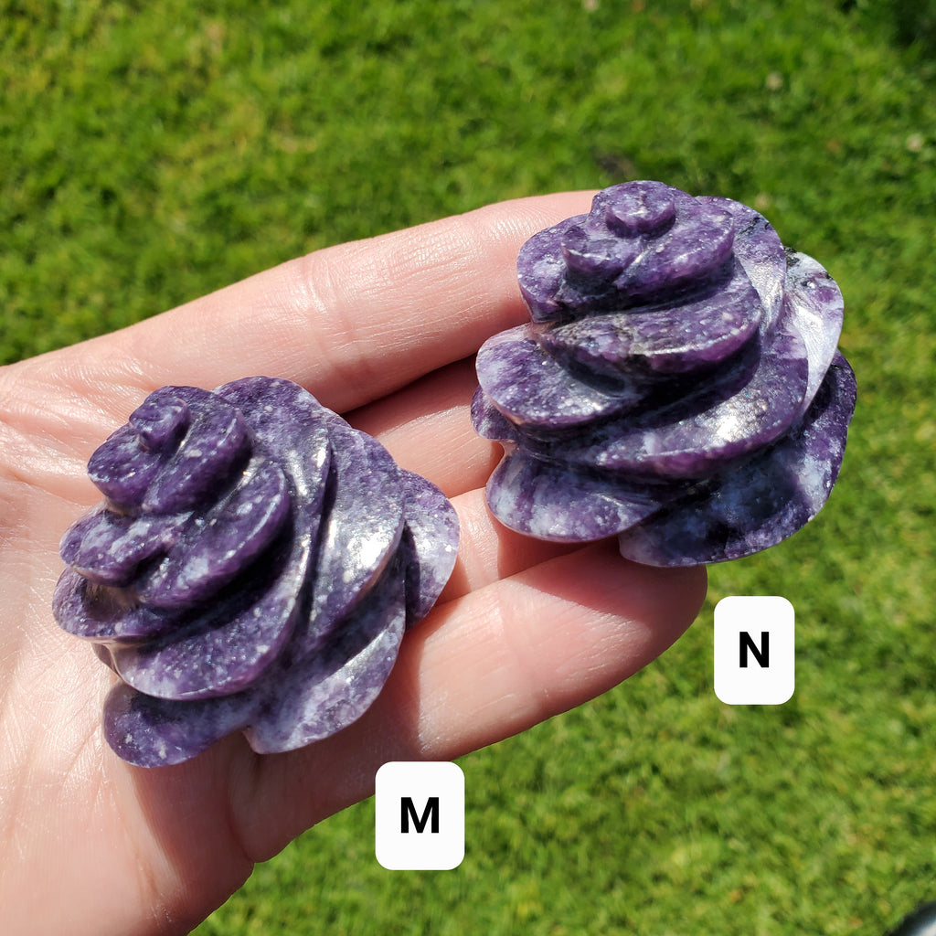 Cute Lepidolite Flower Flame - Helps You Through Change, Anti-Anxiety, Calming, Relaxing - Purple Crystal Flower Healing Stone