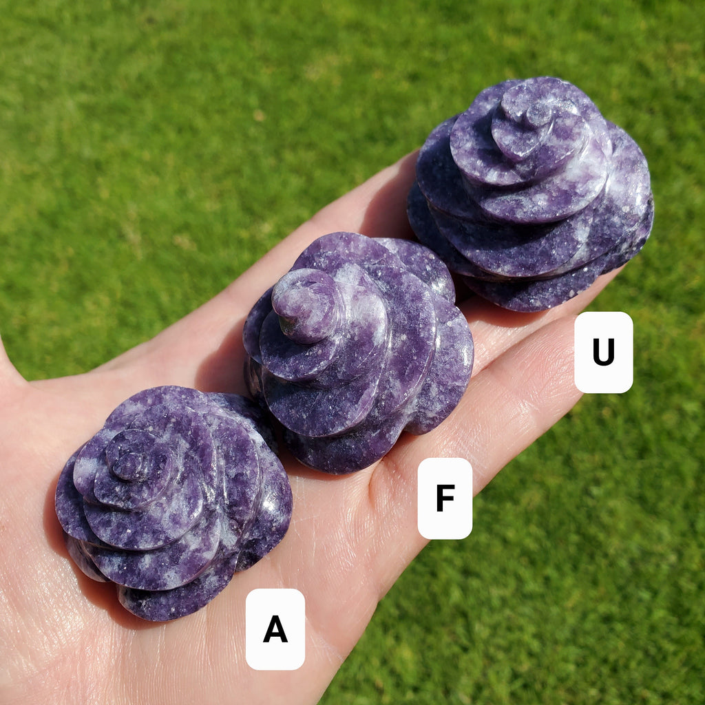 Cute Lepidolite Flower Flame - Helps You Through Change, Anti-Anxiety, Calming, Relaxing - Purple Crystal Flower Healing Stone