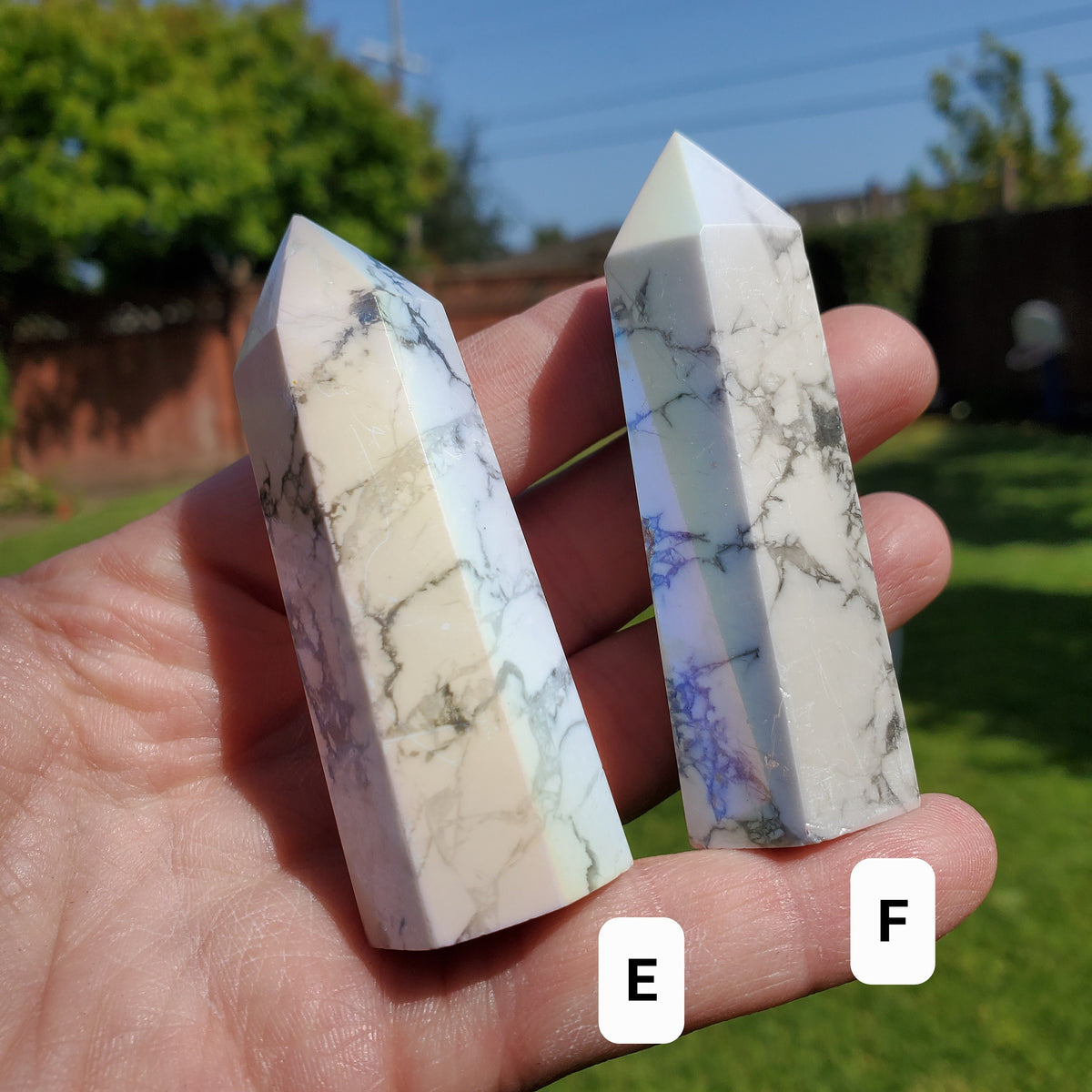 Aura Howlite Tower - Calm, Confidence, Emotional Healing, Strength - Howlite Crystal Point Healing Gemstones