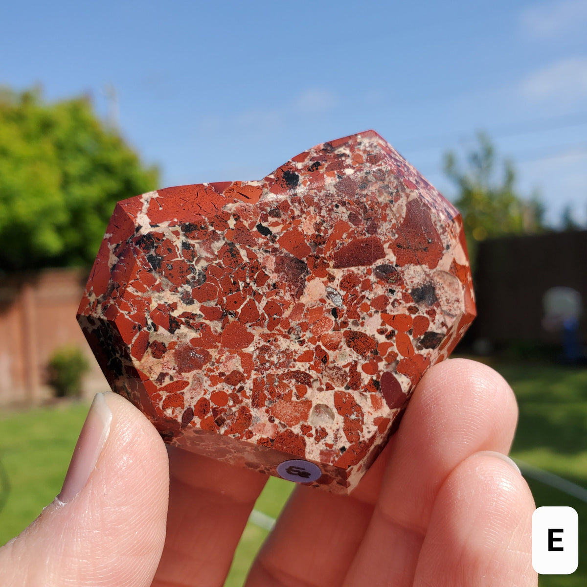 Red Jasper Faceted Heart - Cellular Healing, Creativity, Reflection, Patience - Flower Jasper Crystal Heart Stone Healing Gemstones