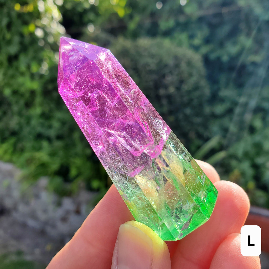 Aura Crackle Quartz Towers - Counteracts Negative, Energizes Positive Energy - Aura Quartz Point Crystal Healing Gemstones