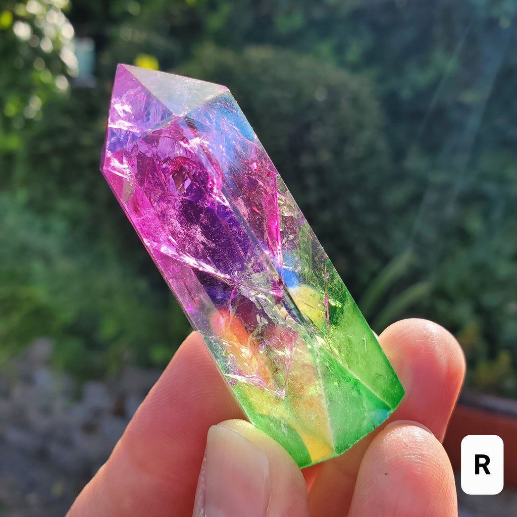Aura Crackle Quartz Towers - Counteracts Negative, Energizes Positive Energy - Aura Quartz Point Crystal Healing Gemstones