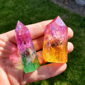 Aura Crackle Quartz Towers - Counteracts Negative, Energizes Positive Energy - Aura Quartz Point Crystal Healing Gemstones