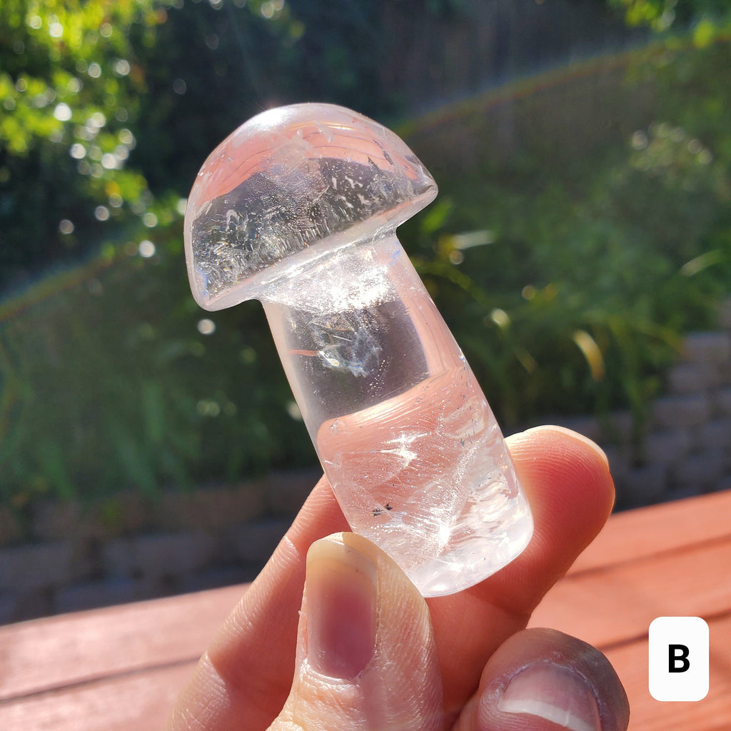 Chunky Quartz Mushroom - Counteracts the Negative, Energizes Positive Energy, Cleanses Your Aura - Clear Quartz Crystal Mushie Stone
