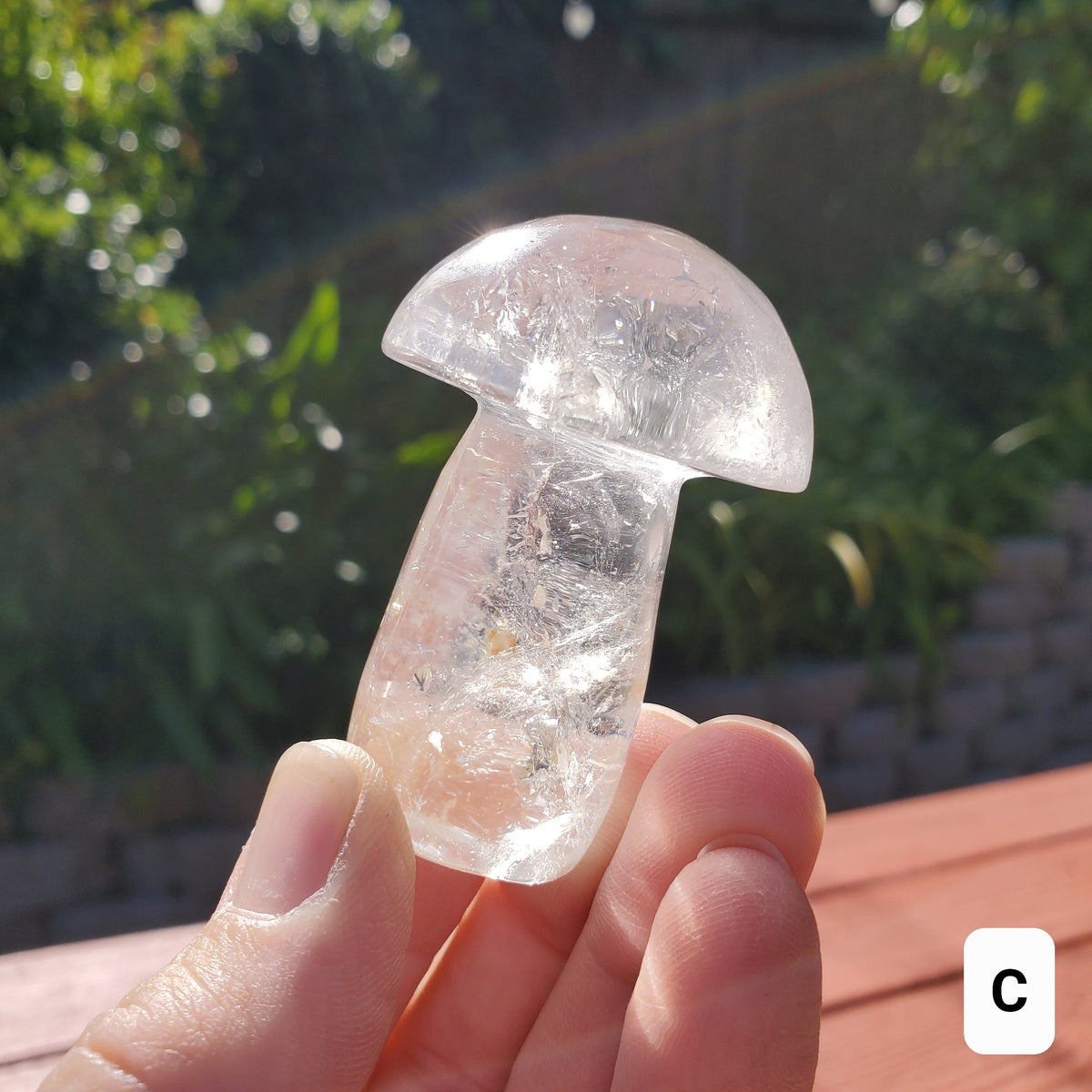 Chunky Quartz Mushroom - Counteracts the Negative, Energizes Positive Energy, Cleanses Your Aura - Clear Quartz Crystal Mushie Stone