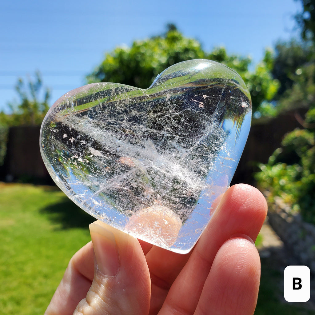 Chunky Quartz Heart - Magnifies Intentions, Transmutes Negative, Energizes Positive Energy - Clear Heart Carving Crystal Healing Stone