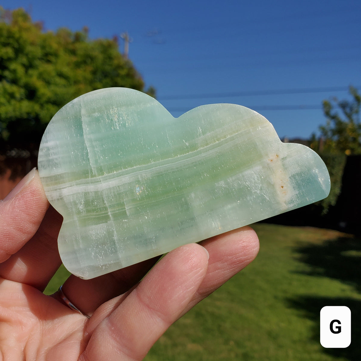 Blue Pistachio Calcite Cloud - Physical Healing, Transitions, Understanding - Standing Crystal Cloud Carving Stone