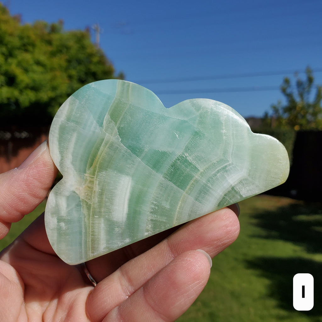 Blue Pistachio Calcite Cloud - Physical Healing, Transitions, Understanding - Standing Crystal Cloud Carving Stone