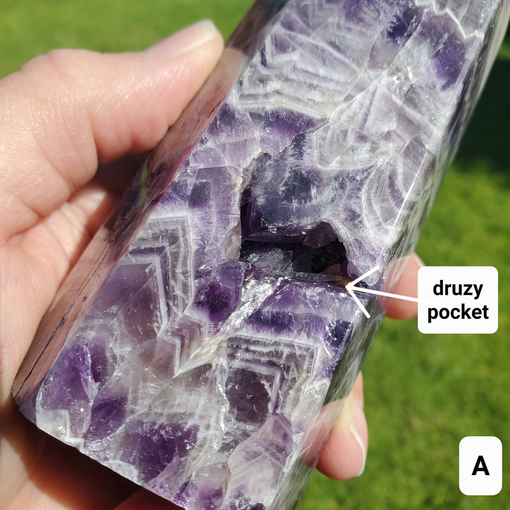 Chunky Dream Amethyst Tower - Calming, Energetic Protection, Positivity, Divine Love - Purple Amethyst Generator Crystal Healing Gemstones