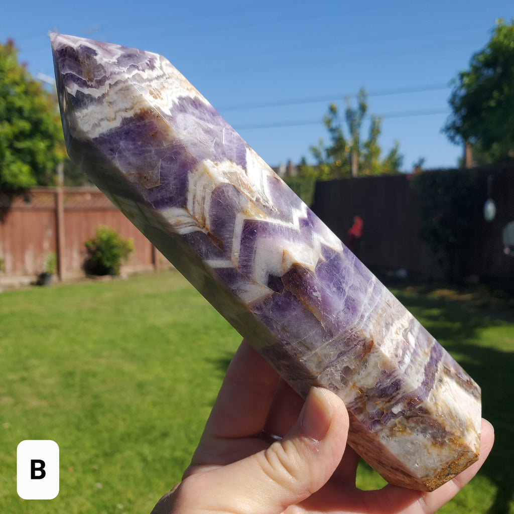 Chunky Dream Amethyst Tower - Calming, Energetic Protection, Positivity, Divine Love - Purple Amethyst Generator Crystal Healing Gemstones