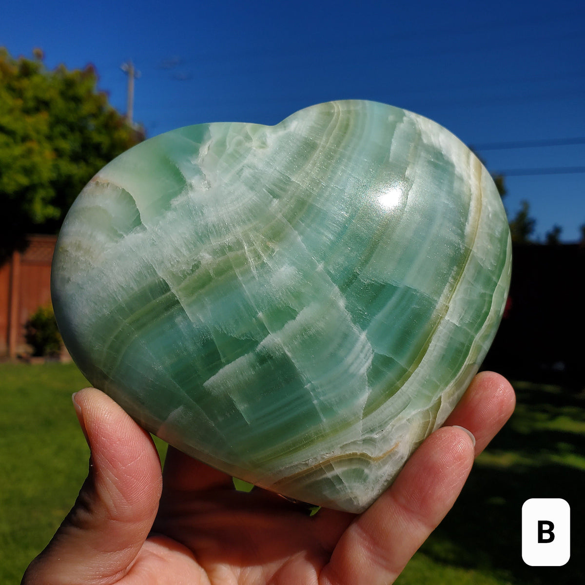 Big Pistachio Calcite Heart - Physical Healing, Transitions, Understanding - Jumbo Calcite Crystal Heart Healing Statement Gemstone