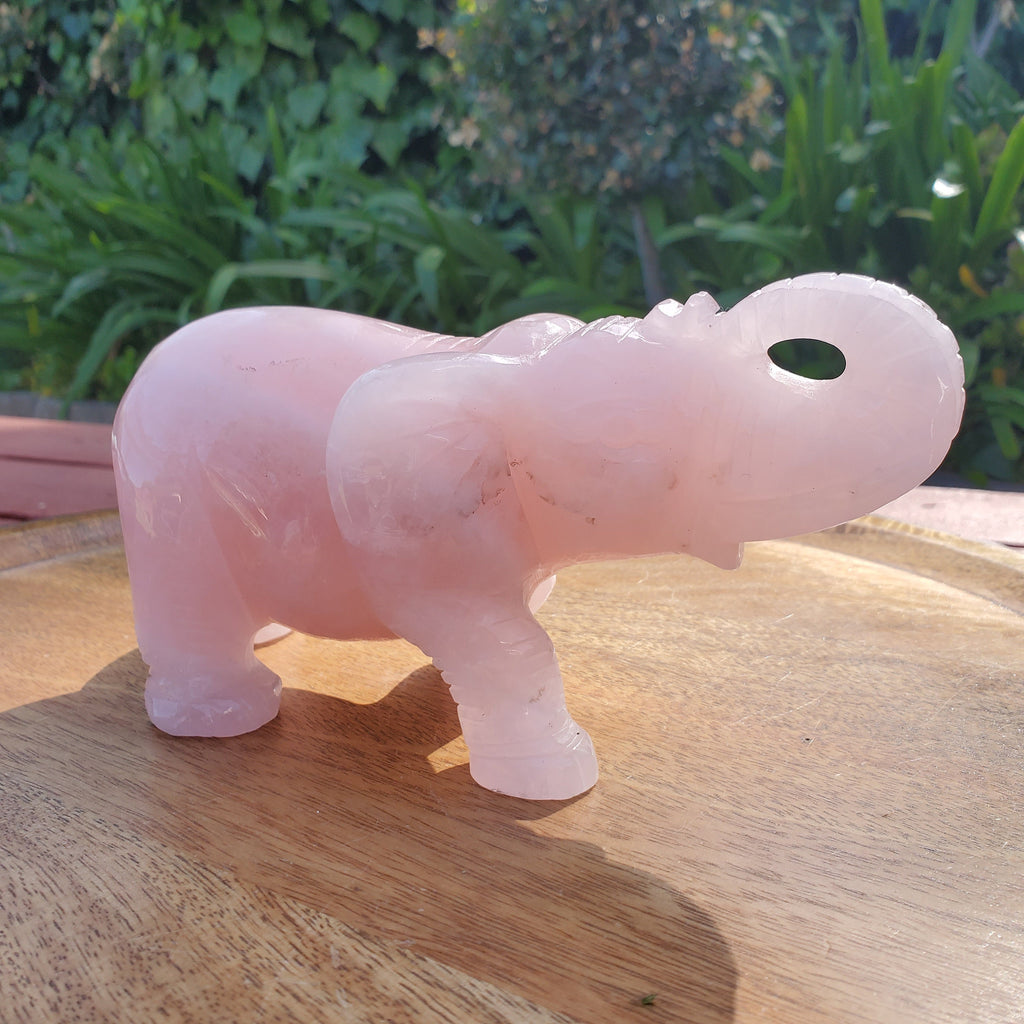 Big Rose Quartz Elephant - Unconditional Love, Compassion, Forgiveness - Pink Crystal Elephant Healing Crystals Gemstones