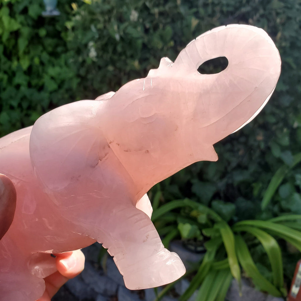 Big Rose Quartz Elephant - Unconditional Love, Compassion, Forgiveness - Pink Crystal Elephant Healing Crystals Gemstones