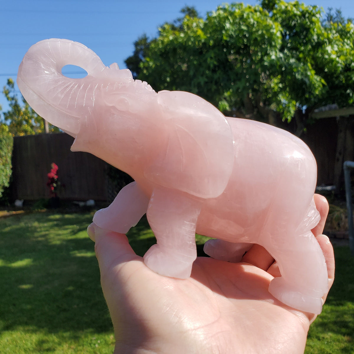 Big Rose Quartz Elephant - Unconditional Love, Compassion, Forgiveness - Pink Crystal Elephant Healing Crystals Gemstones