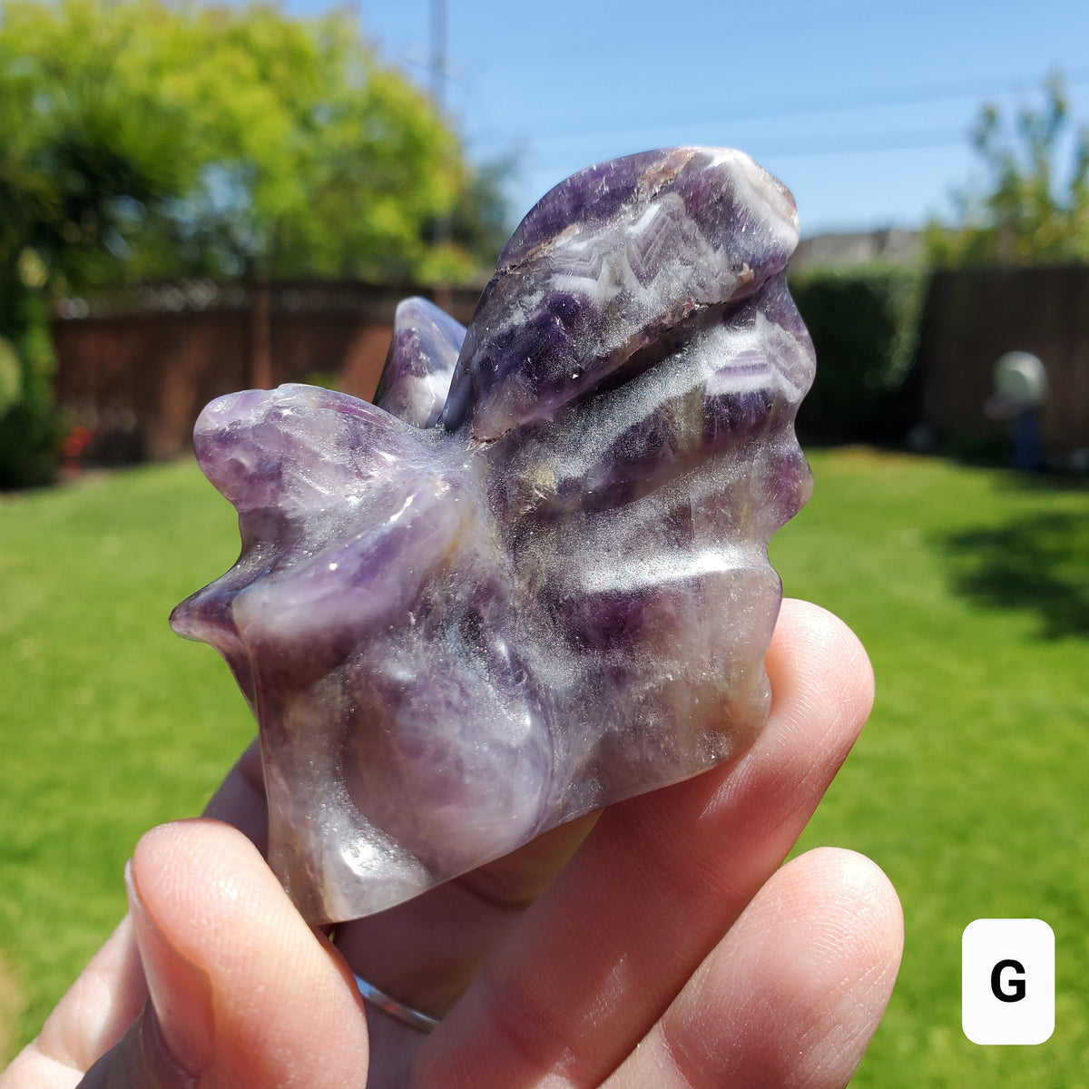 Dream Amethyst Fairy - Calming, Energetic Protection, Positivity - Purple Amethyst Sitting Fairy Carving Healing Crystal Gemstone