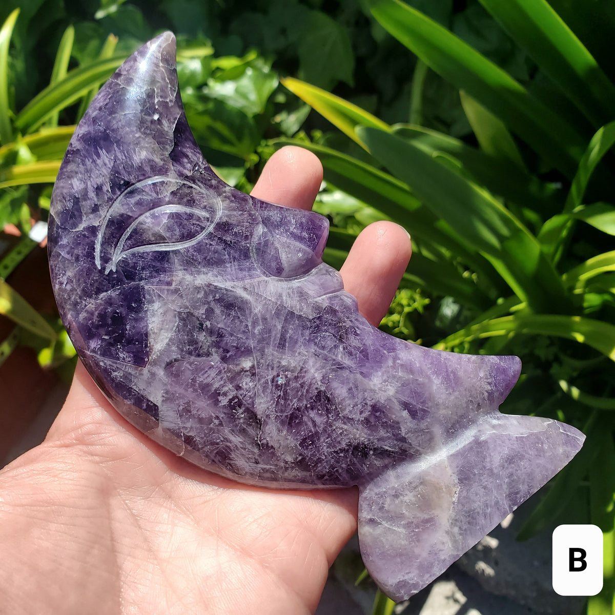 Standing Dream Amethyst Crescent Moon - Calming, Energetic Protection, Positivity, Divine Love - Purple Amethyst Moon Crystal Statement