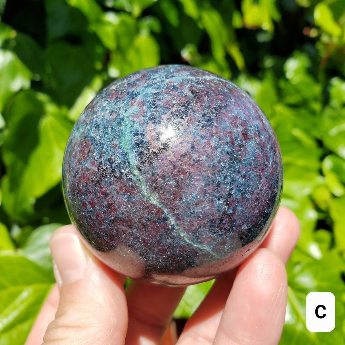 Glowing Ruby Kyanite Sphere - UV light included - Focus, Positivity, Balance Emotions - Ruby in Kyanite Crystal Ball Stone Healing Crystal