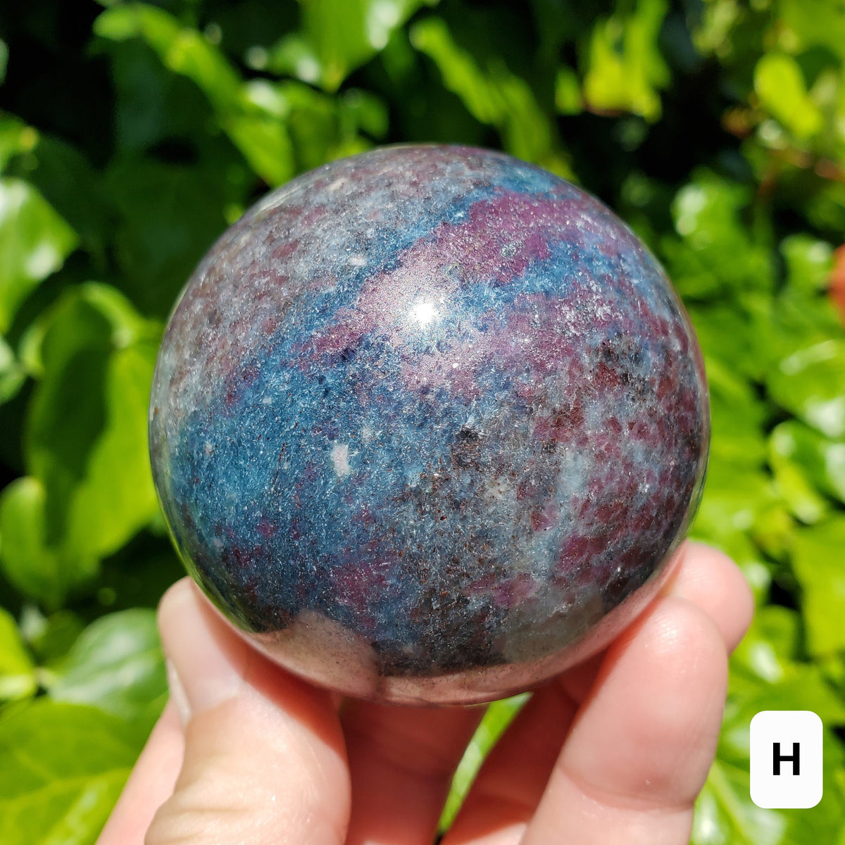 Glowing Ruby Kyanite Sphere - UV light included - Focus, Positivity, Balance Emotions - Ruby in Kyanite Crystal Ball Stone Healing Crystal