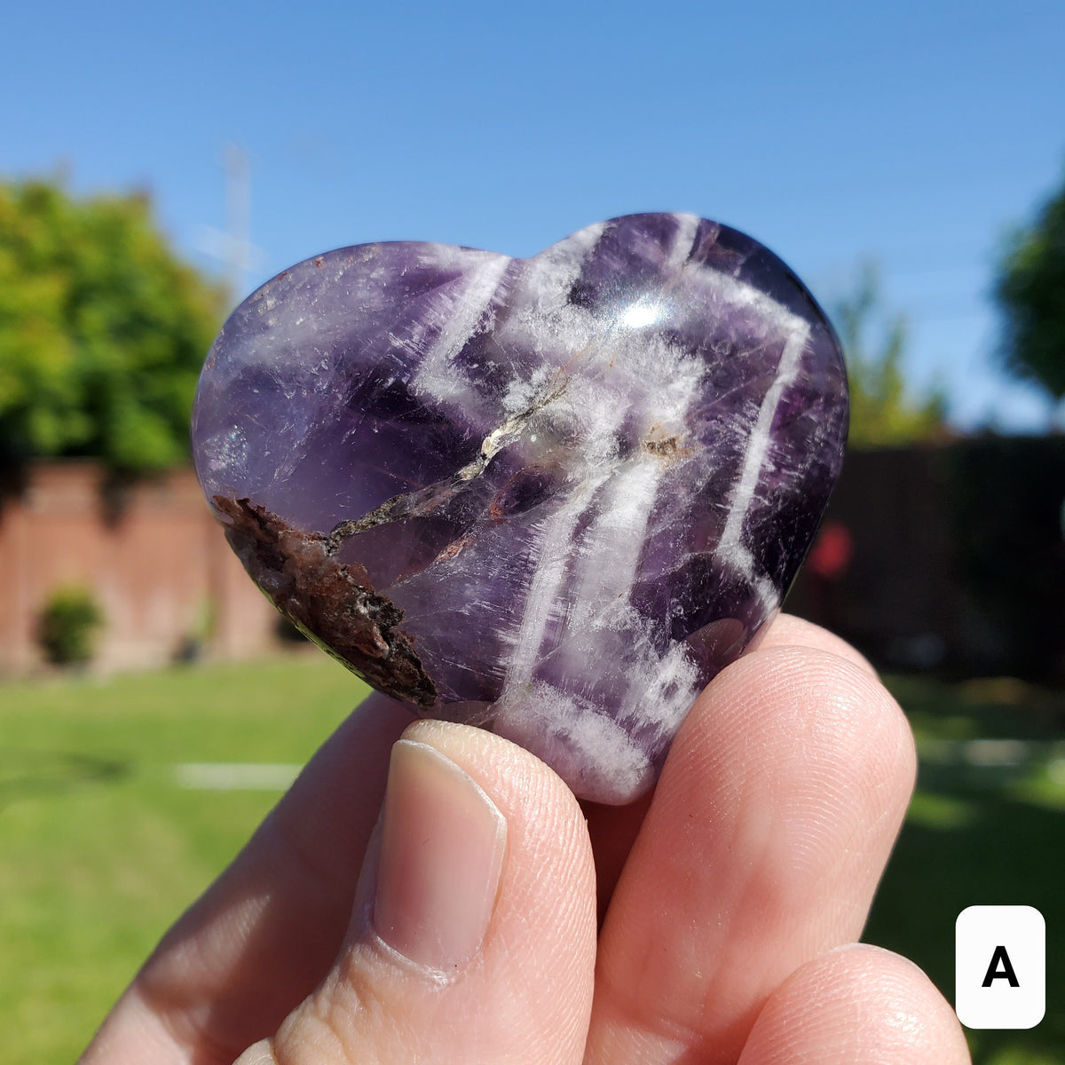 Small Dream Amethyst Puffy Heart - Calming, Energetic Protection, Positivity, Divine Love - Purple Amethyst Crystal Heart Healing Gemstone