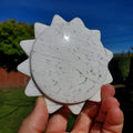 Snow Agate Sun - Balances Females Ying Yang Energy, Opens Door to Opportunity - White Plume Agate Crystal Sun Healing Gemstone
