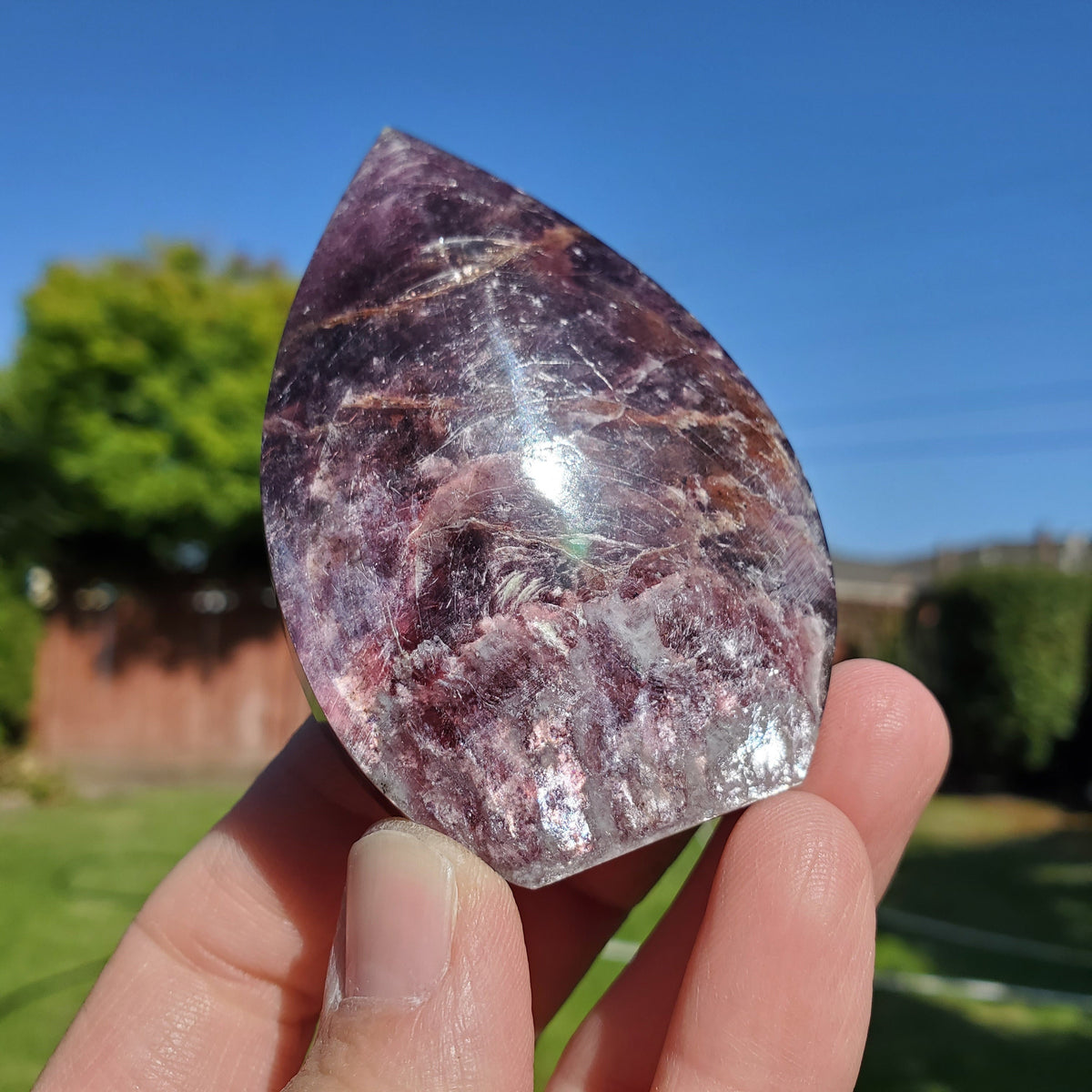 Flashy Mica Flame - High Quality Purple Mica - Helps Through Transitions, Stress Relief, Calming - Flashy Lepidolite Flame Healing Gemstone
