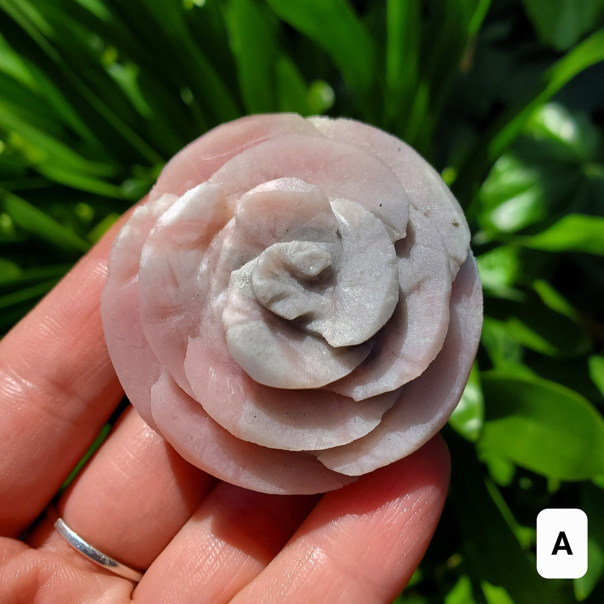 Cute Pink Opal Flower - Activates Heart Chakra, Strengthens Connection To Yourself, Individuality - Pink Crystal Flower Carving Gemstone